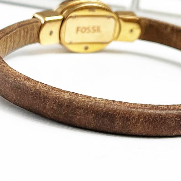 Fossil Rose Gold & Pave Crystal Leather Turnlock Bracelet - Picture 6 of 6